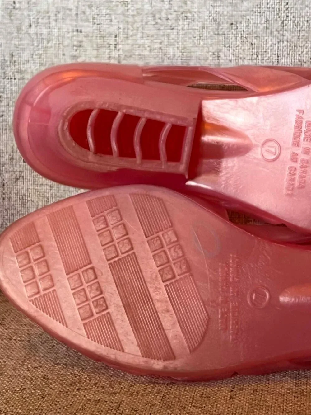 Vintage 80's-90's Wedge Jelly Shoes Peachy/Pink Size Y7